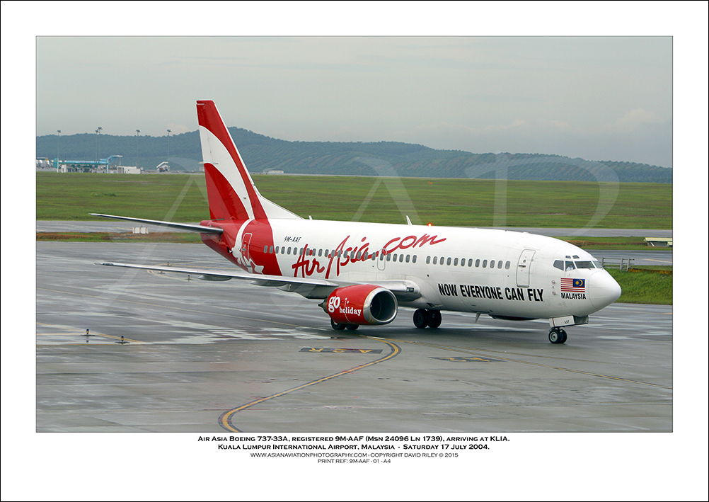 9M-AAF - Air Asia Boeing 737-33A  (Msn 24096 Ln 1739) - 01