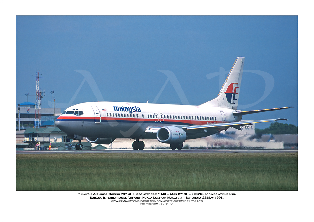 9M-MQL - Malaysia Airlines  Boeing 737-4H6  (Msn 27191 Ln 2676) - 01