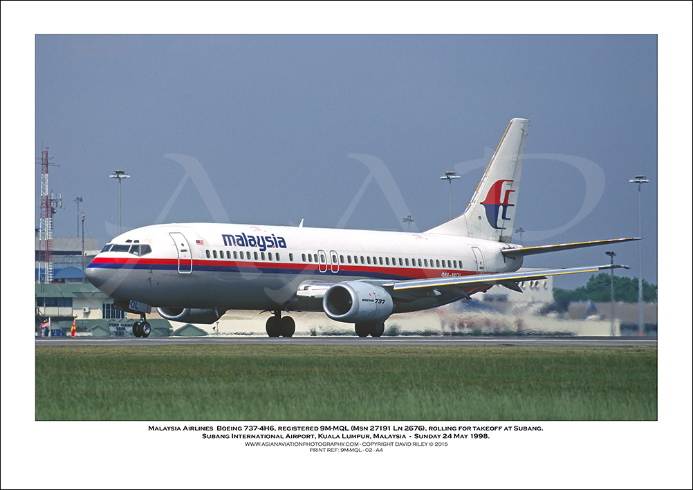 9M-MQL - Malaysia Airlines  Boeing 737-4H6  (Msn 27191 Ln 2676) - 02