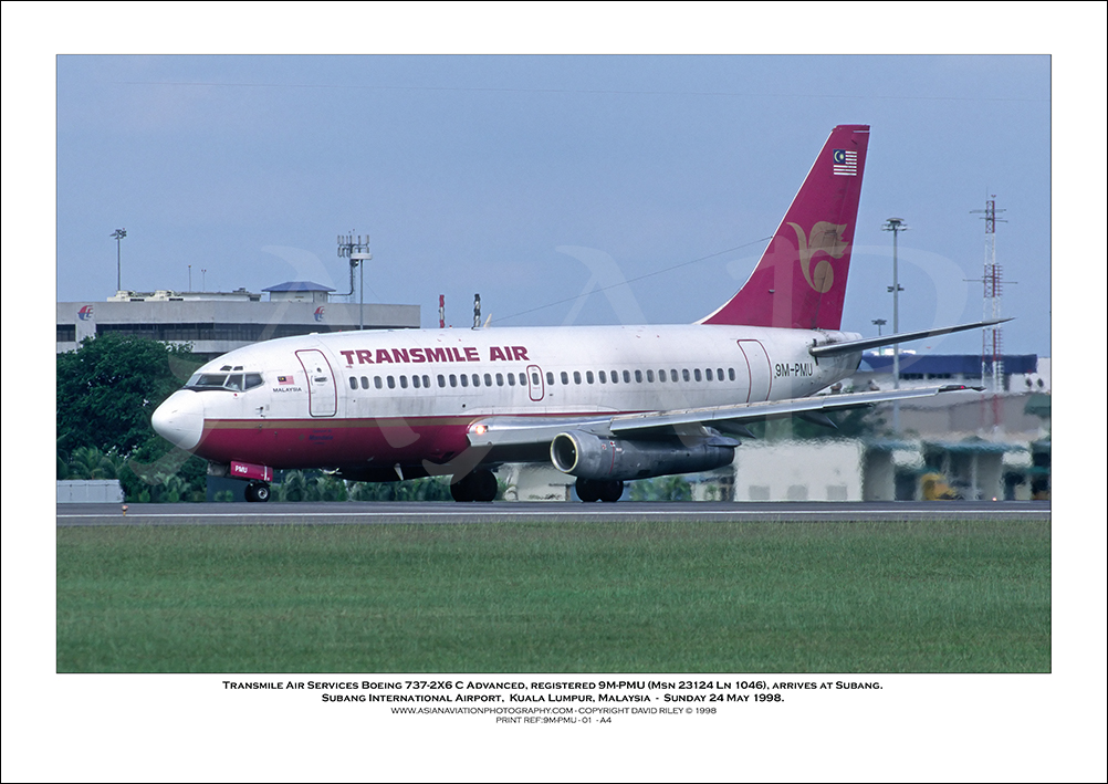 9M-PMU - Transmile Air Services Boeing 737-2X6 C Advanced  (Msn 23124 Ln 1046) - 01