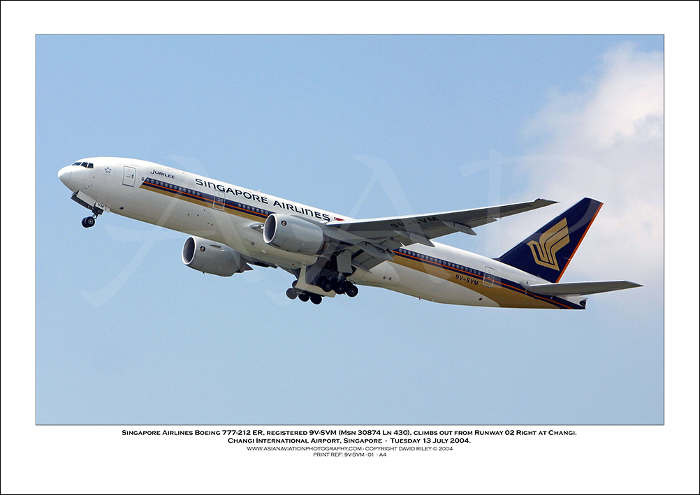 9V-SVM - Singapore Airlines  Boeing 777-212 ER (Msn 30874 Ln 430) - 01