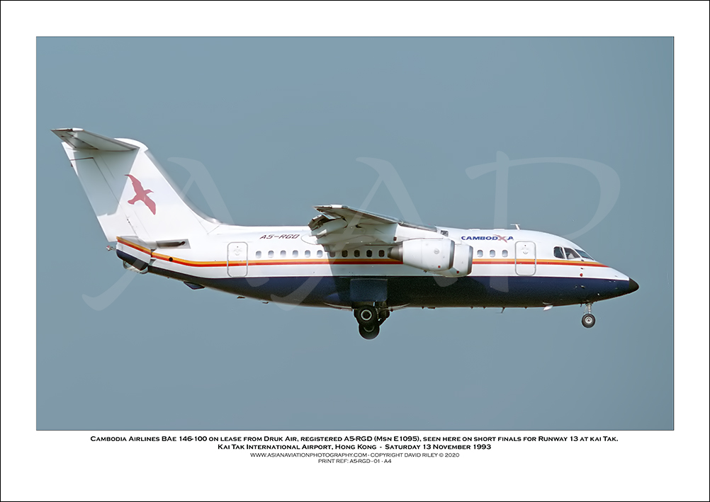A5-RGD - Cambodia Airlines BAe 146-100  (Msn E1095) - 01