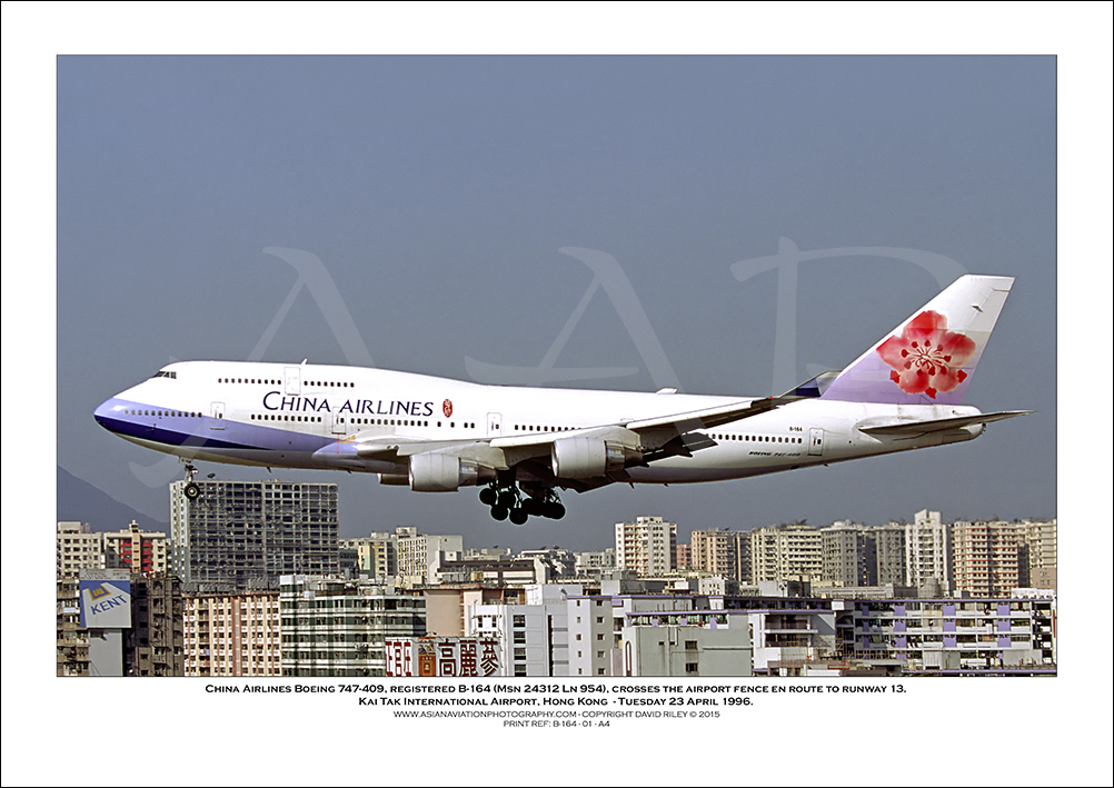 B-164- China Airlines Boeing 747-409  (Msn 24312 Ln 954) - 01