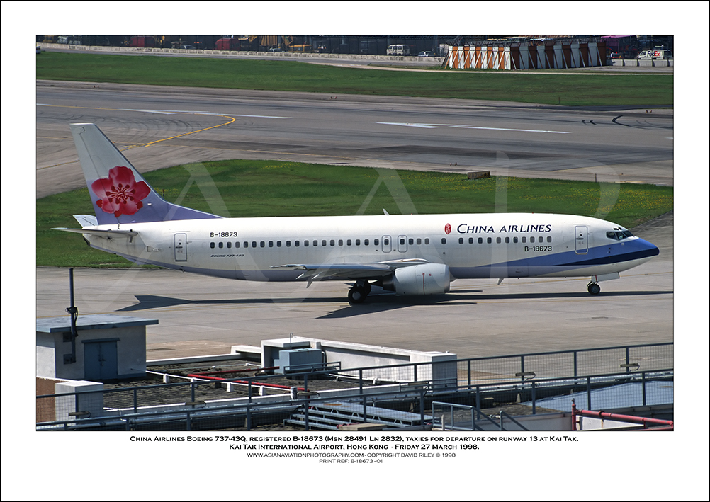 B-18673 - China Airlines Boeing 737-43Q  (Msn 28491 Ln 2832) - 01