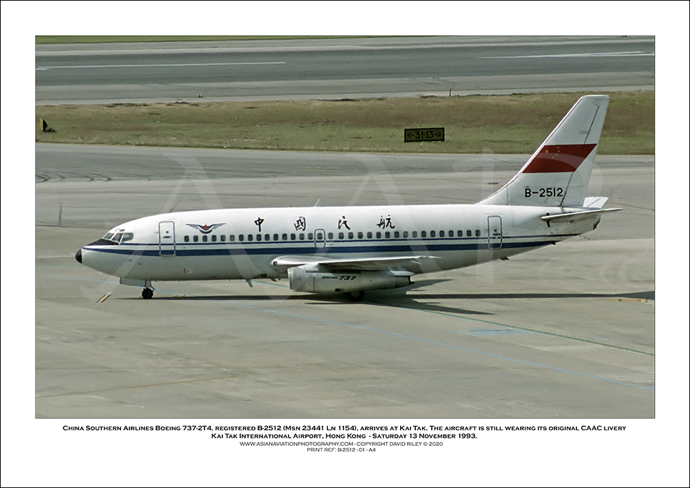 B-2512 - China Southern Airlines Boeing 737-2T4  (Msn 23441 Ln 1154) - 01