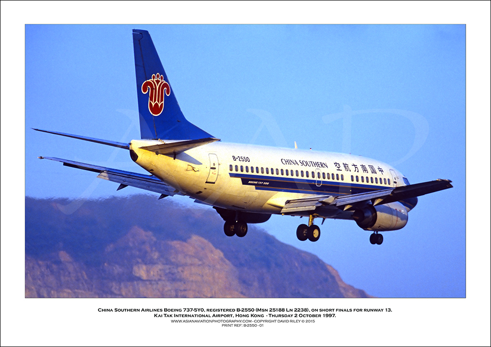 B-2550 - China Southern Airlines Boeing 737-5Y0  (Msn  25188 Ln 2238) - 01