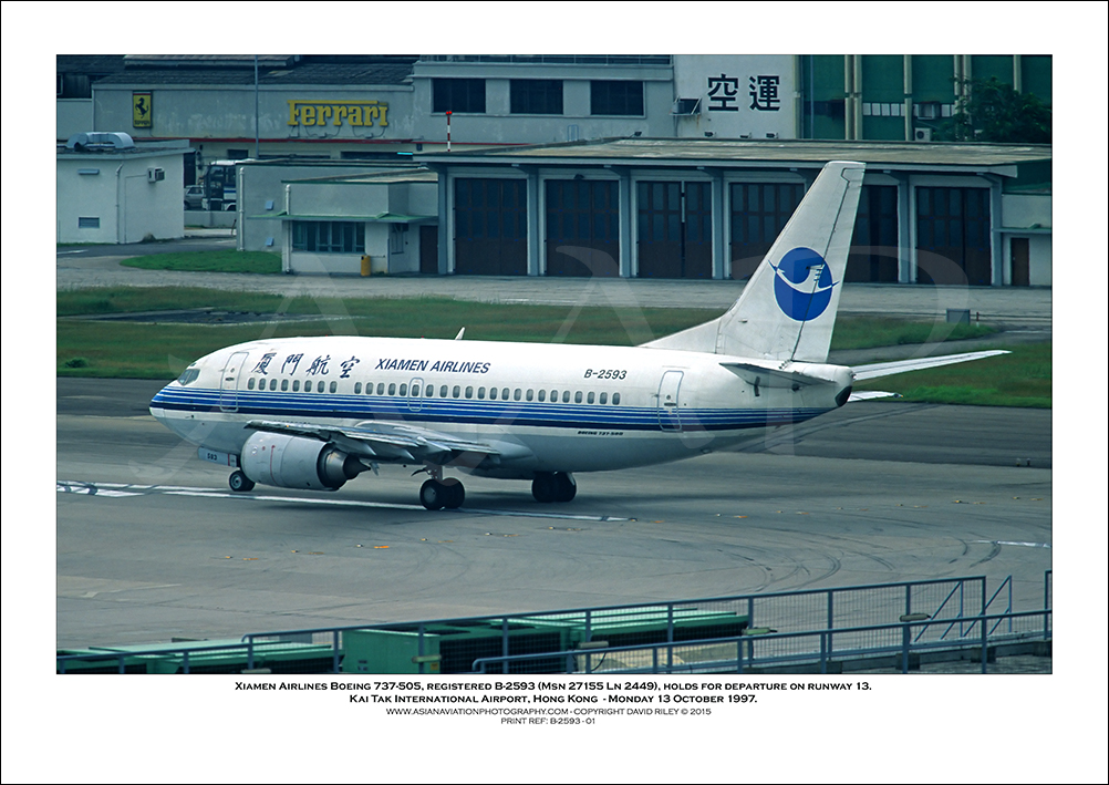 B-2593 - Xiamen Airlines Boeing 737-505  (Msn 27155 Ln 2449) - 01