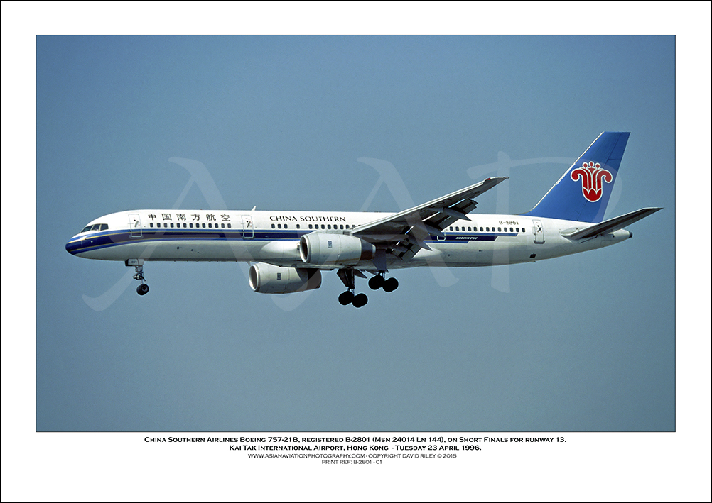 B-2801 - China Southern Airlines Boeing 757-21B  (Msn 24014 Ln 144) - 01