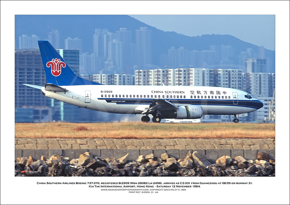 B-2909 - China Southern Airlines Boeing 737-3Y0  (Msn 26082 Ln 2456) - 01