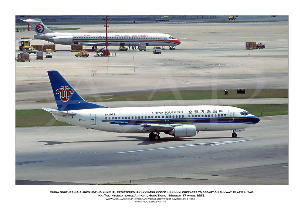 B-2922 - China Southern Airlines Boeing 737-31B  (Msn 27272 Ln 2555) - 01