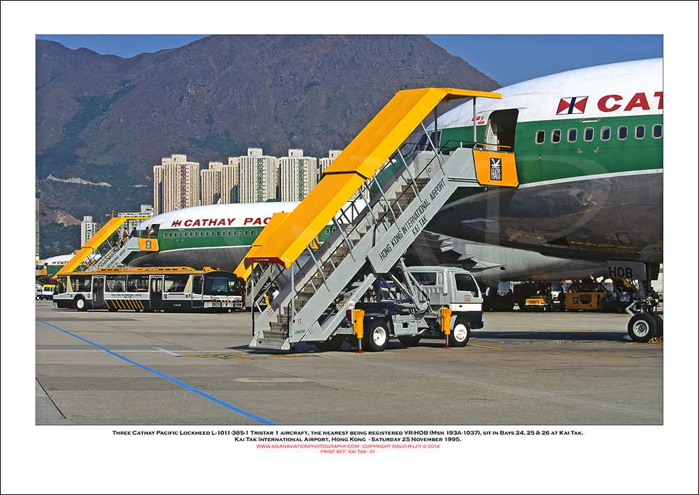 KAI-TAK - Three Cathay Pacific Lockheed L-1011-385-1 Tristar 1 aircraft - 001