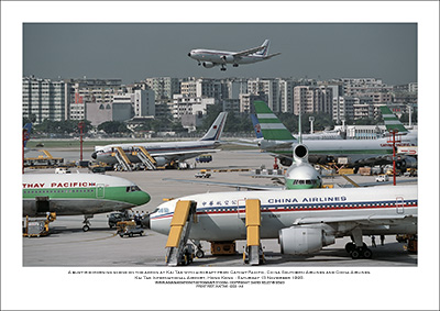 KAI TAK - A busy mid-morning scene on the apron at Kai Tak - 009
