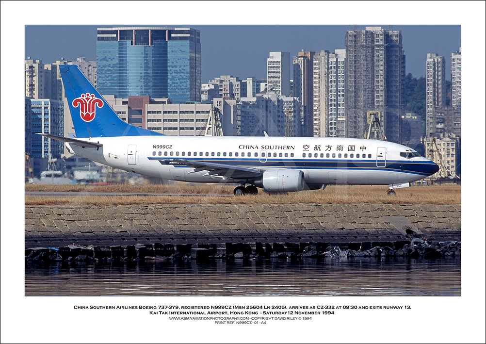 N999CZ - China Southern Airlines Boeing 737-3Y9  (Msn 25604 Ln 2405) - 01