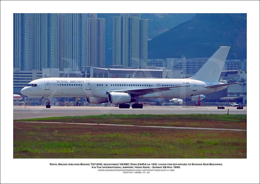 V8-RBC - Royal Brunei Airlines Boeing 757-2M6   (Msn 23454 Ln 102)- 01