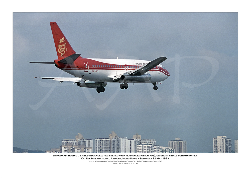 VR-HYL -Dragonair Boeing 737-2L9 Advanced  (Msn 22408 Ln 705) - 01